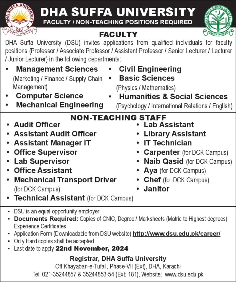 DSU Jobs 2024 Advertisment